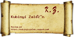 Kubinyi Zalán névjegykártya